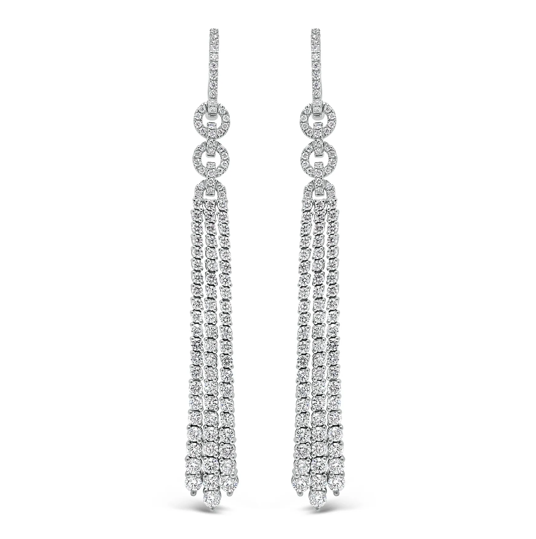 Diamond Double Link Tassel Earrings