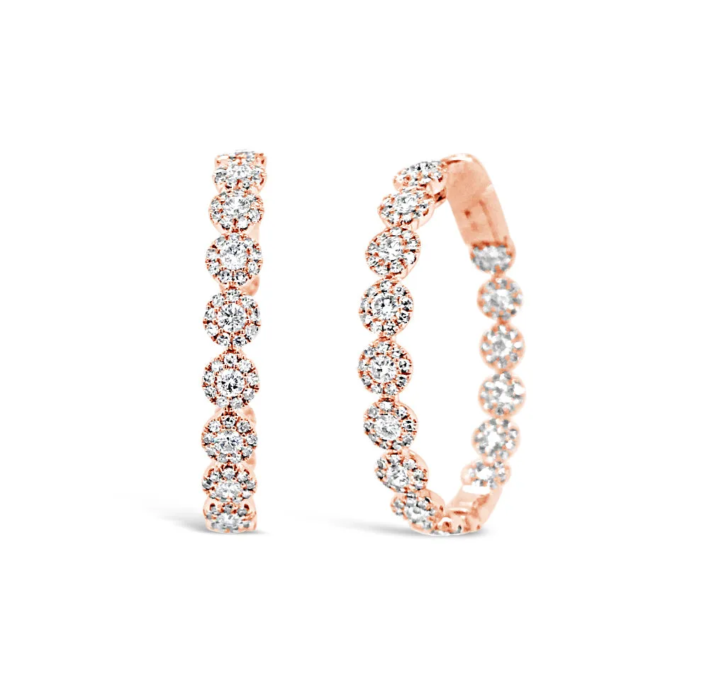 Diamond Halo Hoop Earrings