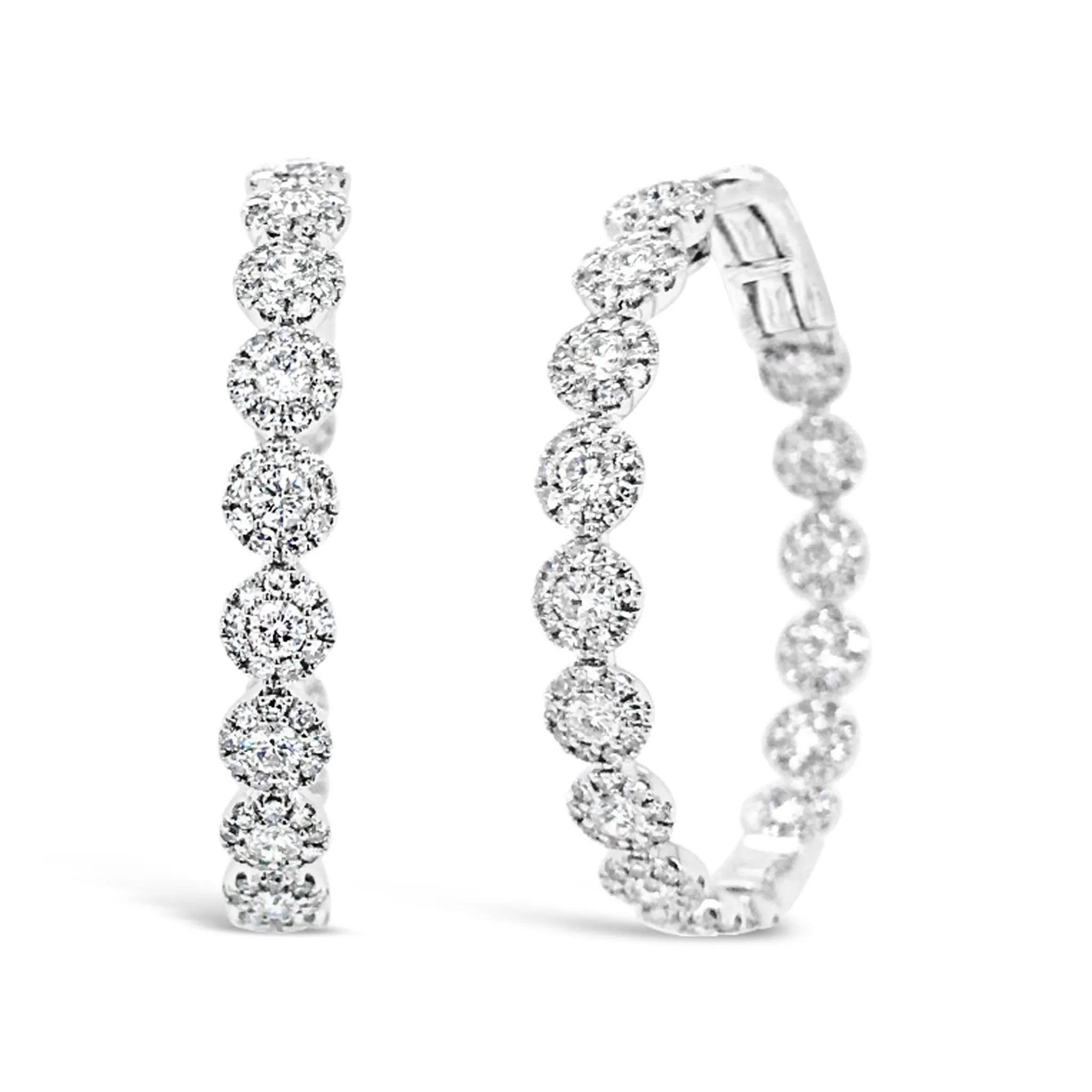 Diamond Halo Hoop Earrings