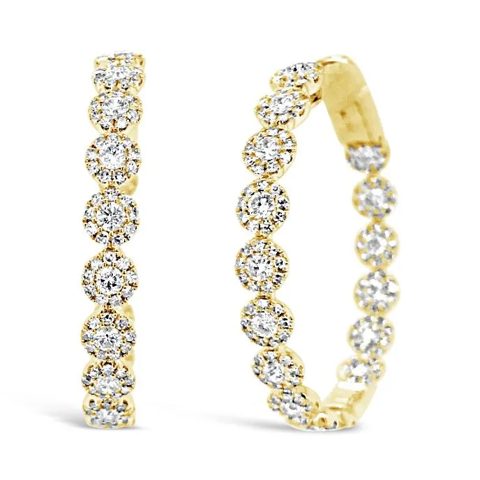 Diamond Halo Hoop Earrings