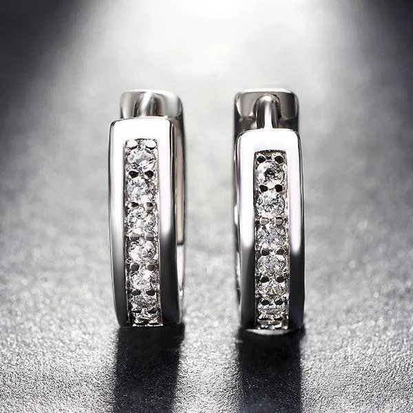 Diamond Sparkle CZ Huggie Hoop Earrings