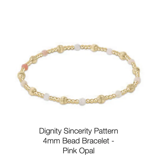 dignity sincerity pattern 4mm bead bracelet - pink opal by enewton