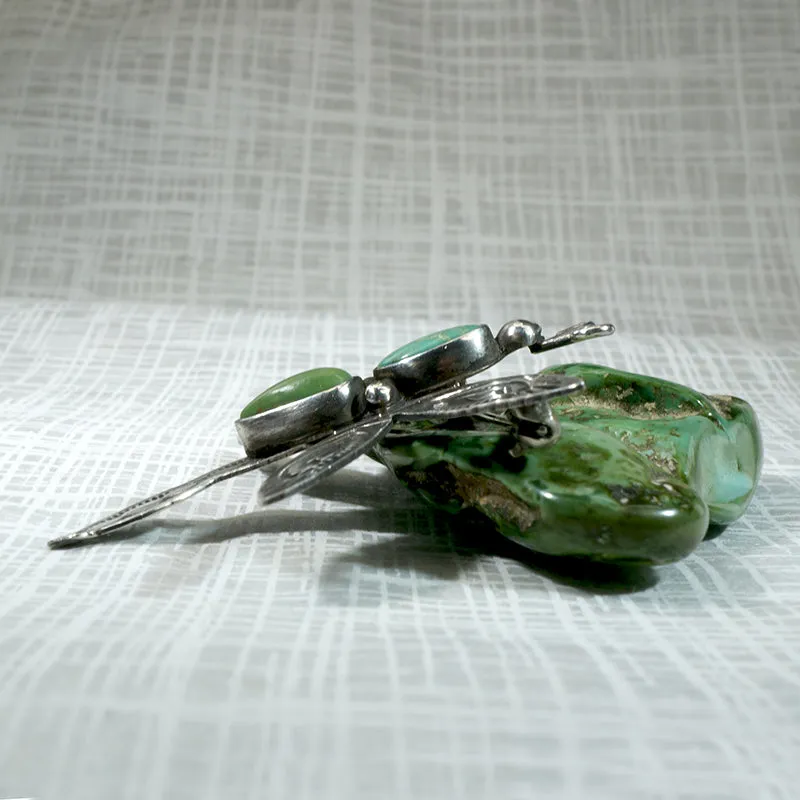 Dragonfly Brooch with Turquoise & Rocker Designs