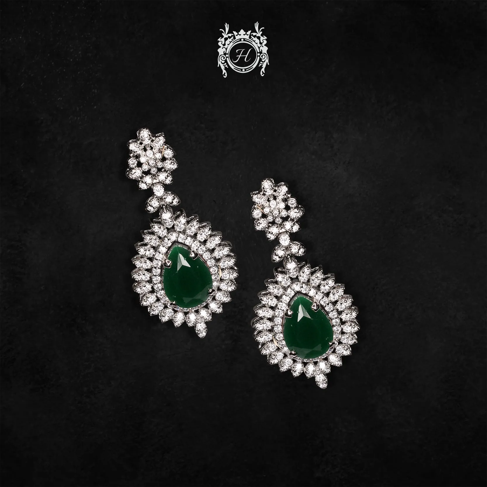 Earrings in Jade and Zircons