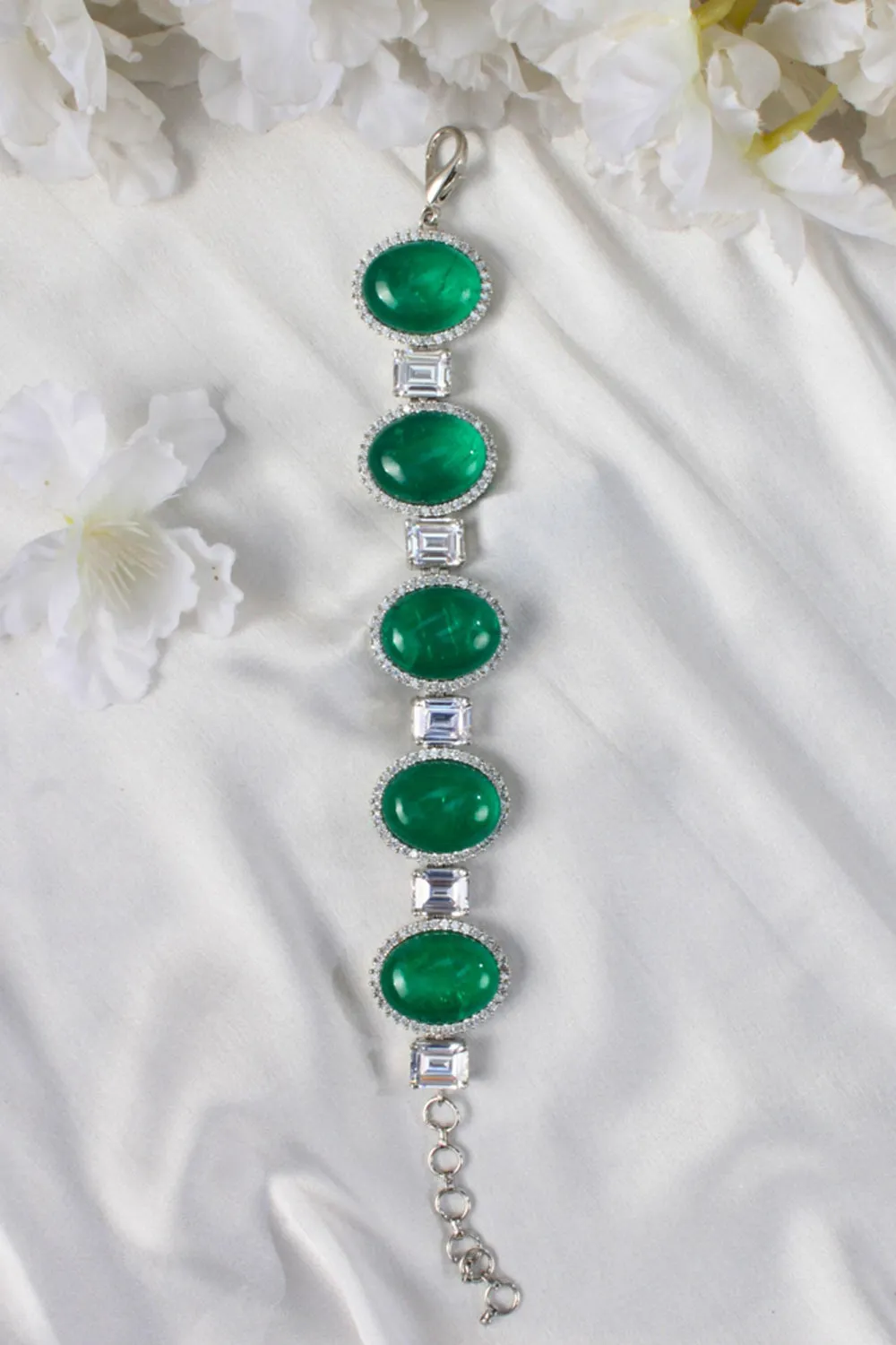 Emerald And Baguette Zircon Bracelet