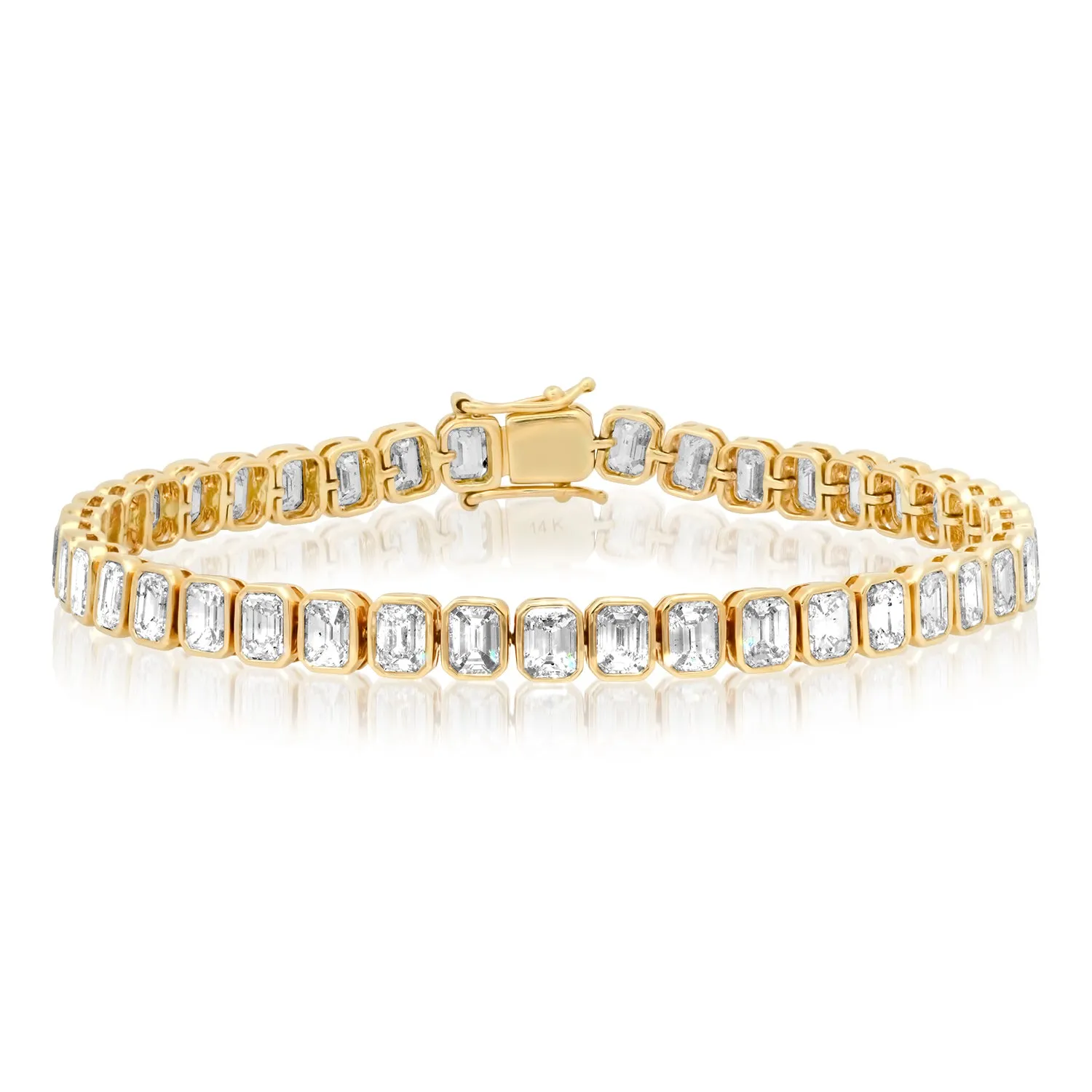 Emerald Cut Diamond Bezel Set Tennis Bracelet