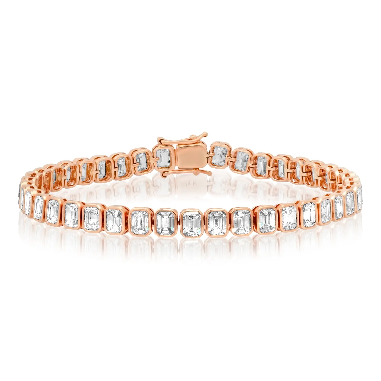 Emerald Cut Diamond Bezel Set Tennis Bracelet