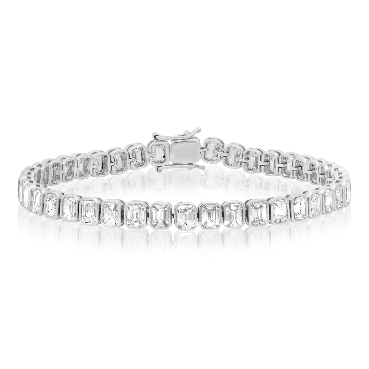 Emerald Cut Diamond Bezel Set Tennis Bracelet