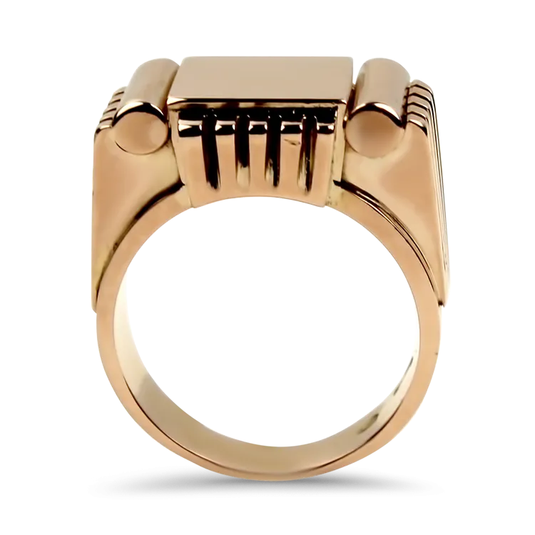 Estate 14K Rose Gold Vintage Soviet Union Signet Ring