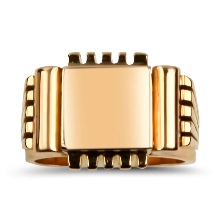 Estate 14K Rose Gold Vintage Soviet Union Signet Ring