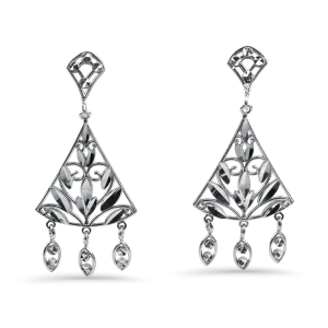 Estate 14k White Gold Chandelier Dangle Earrings