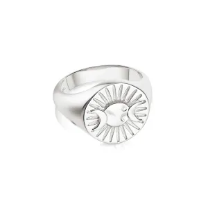 Estée Lalonde Goddess Medallion Signet Ring Sterling Silver