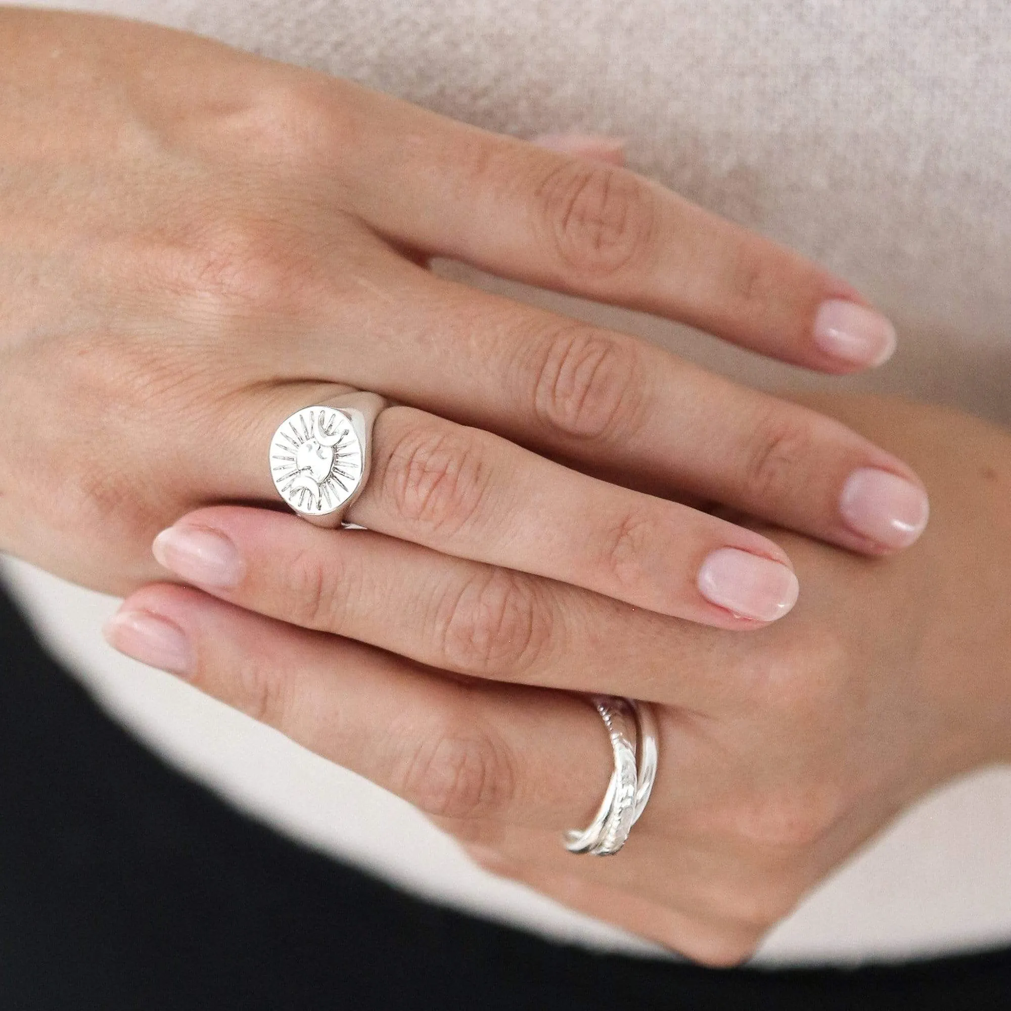 Estée Lalonde Goddess Medallion Signet Ring Sterling Silver