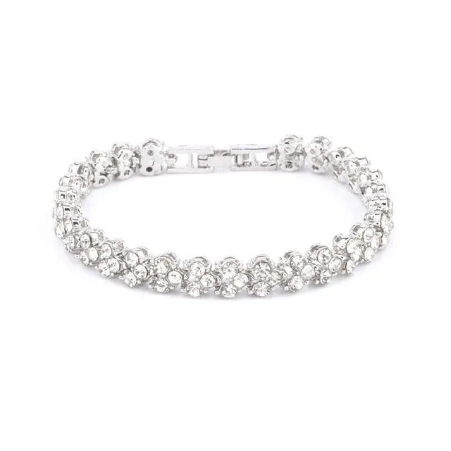 Exquisite Roman Crystal Bracelet For Women in Rose Gold Silver Color