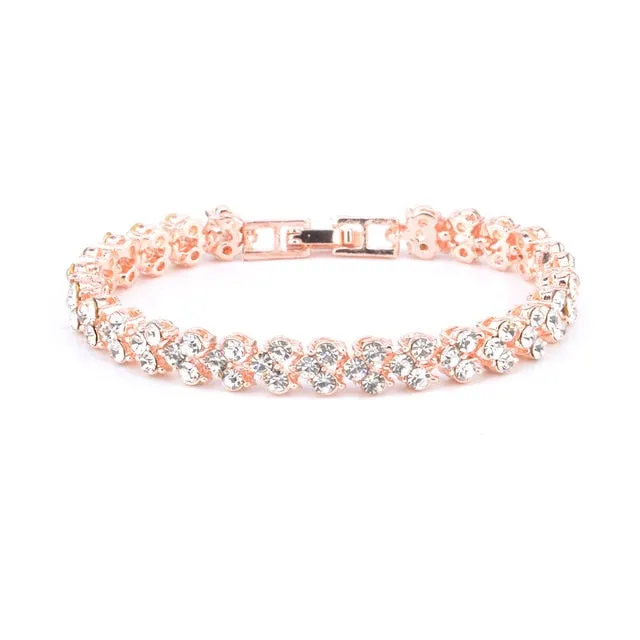 Exquisite Roman Crystal Bracelet For Women in Rose Gold Silver Color