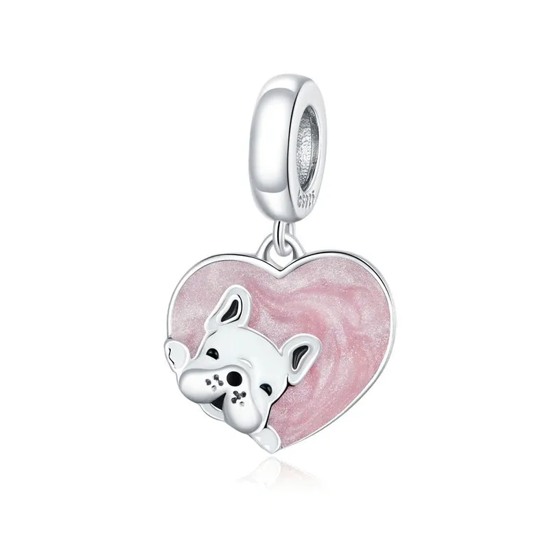 Fabulous Sterling Silver Zircon Adorned Dog Charm Pendants