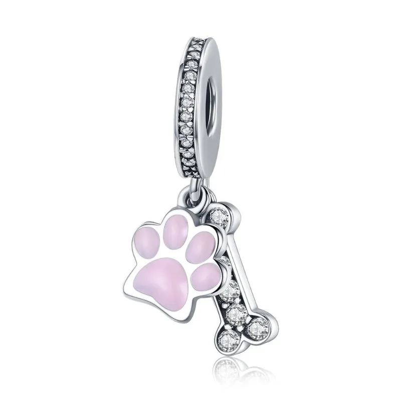 Fabulous Sterling Silver Zircon Adorned Dog Charm Pendants