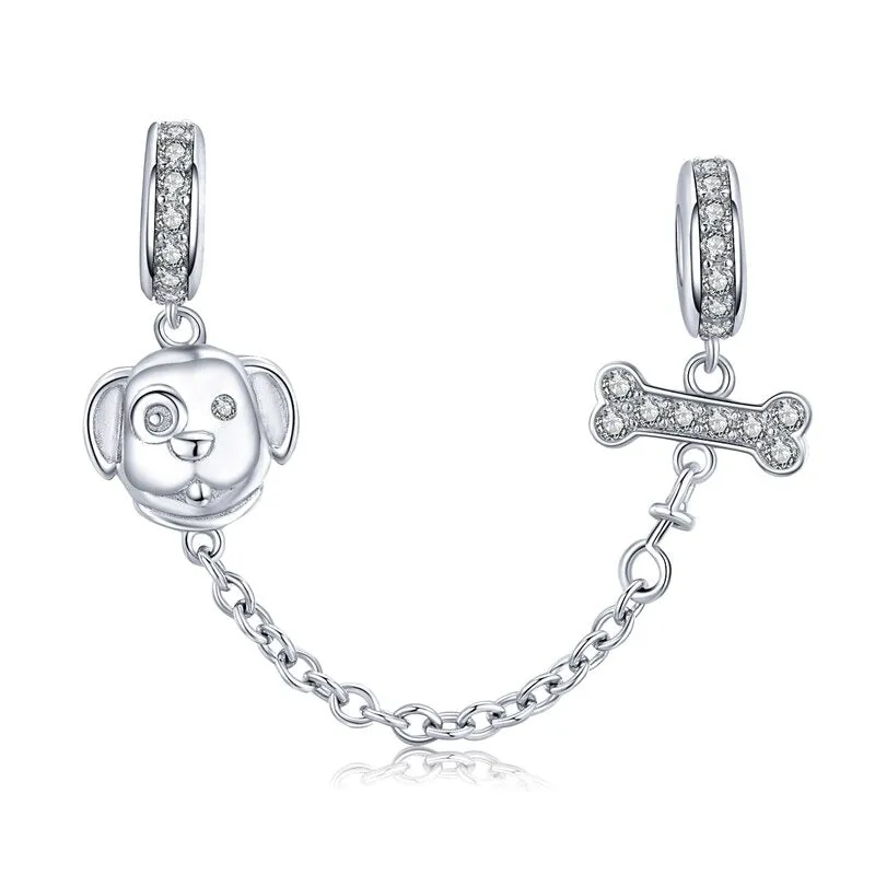 Fabulous Sterling Silver Zircon Adorned Dog Charm Pendants