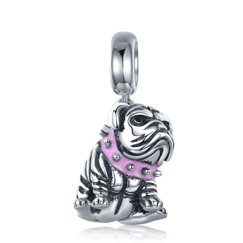 Fabulous Sterling Silver Zircon Adorned Dog Charm Pendants