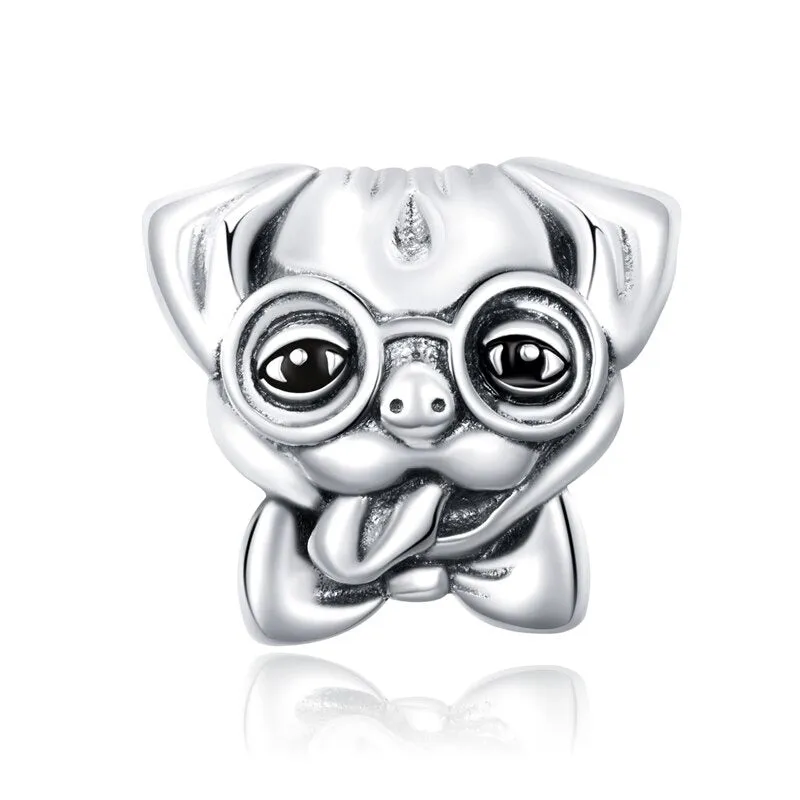 Fabulous Sterling Silver Zircon Adorned Dog Charm Pendants