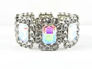 Fancy Stylish Vintage Large Emerald Cut Design Stretch Fashion Bracelet