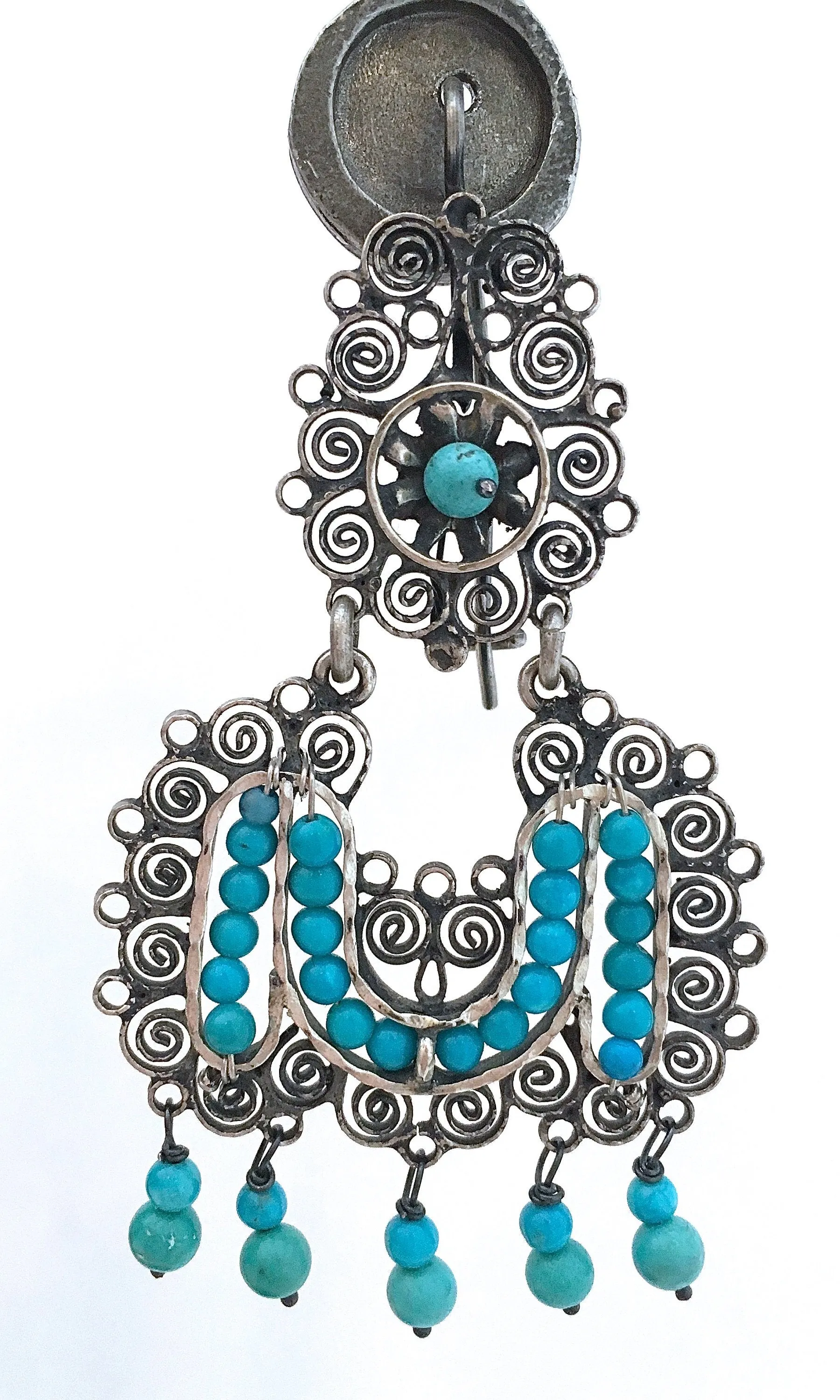 FEDERICO JIMENEZ Oaxaca Filigree Sterling and Turquoise Earrings