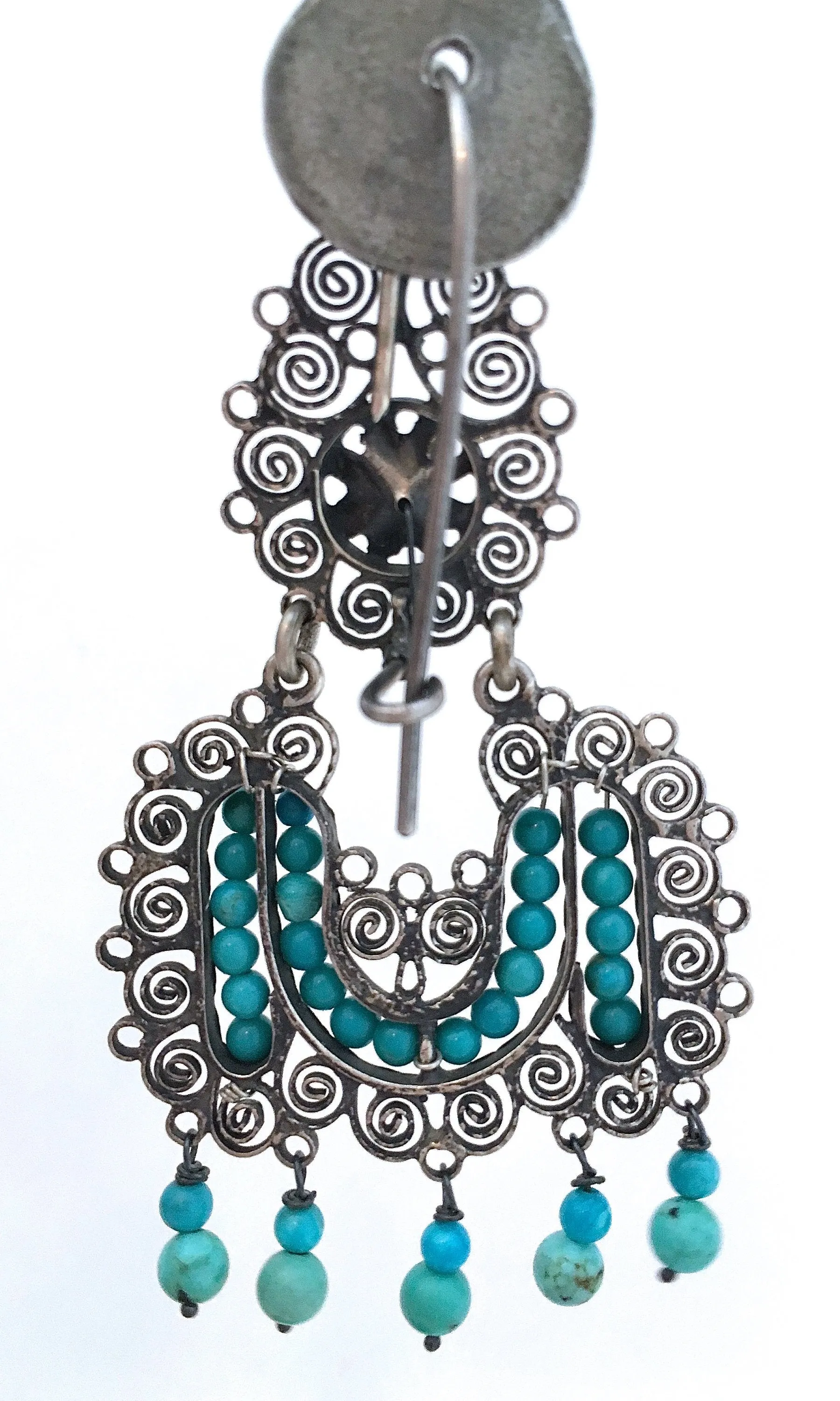 FEDERICO JIMENEZ Oaxaca Filigree Sterling and Turquoise Earrings