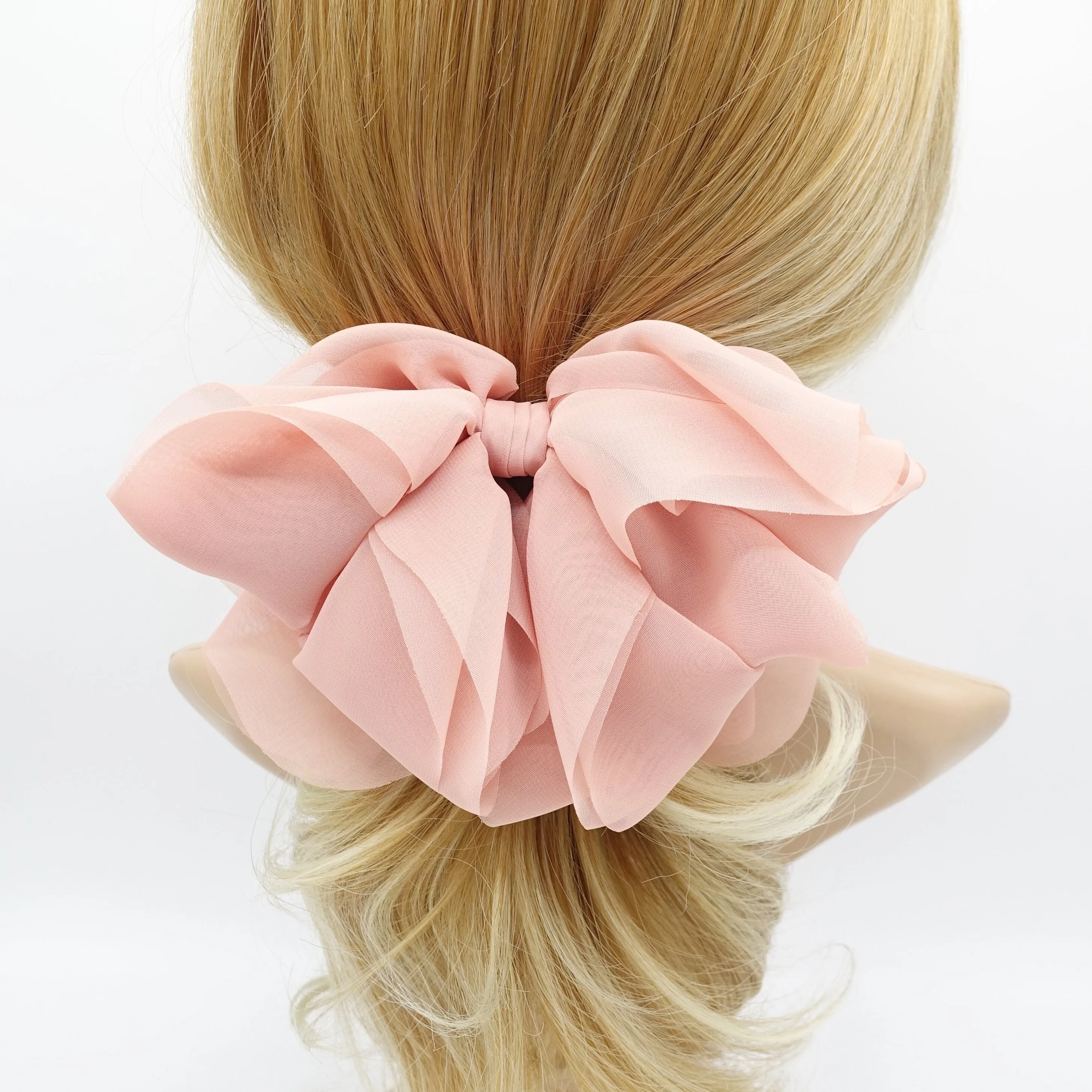 floppy hair bow chiffon multi layered bow women hair accessory