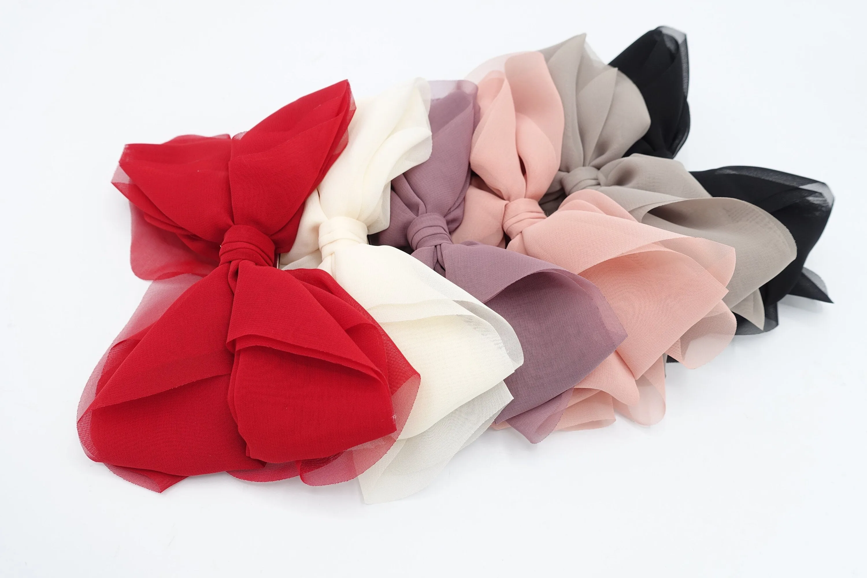 floppy hair bow chiffon multi layered bow women hair accessory