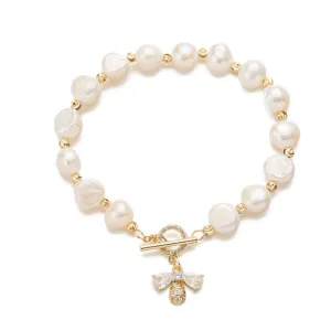 Freshwater Pearl Bracelet Exquisite Zircon Bee Niche Design Pendant Student Girlfriend Elegant Bracelet Jewelry Female