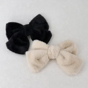 Furry Bow Hair Barrette