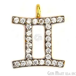 'Gemini' CZ Pave Gold Vermeil Charm for Bracelet & Pendants