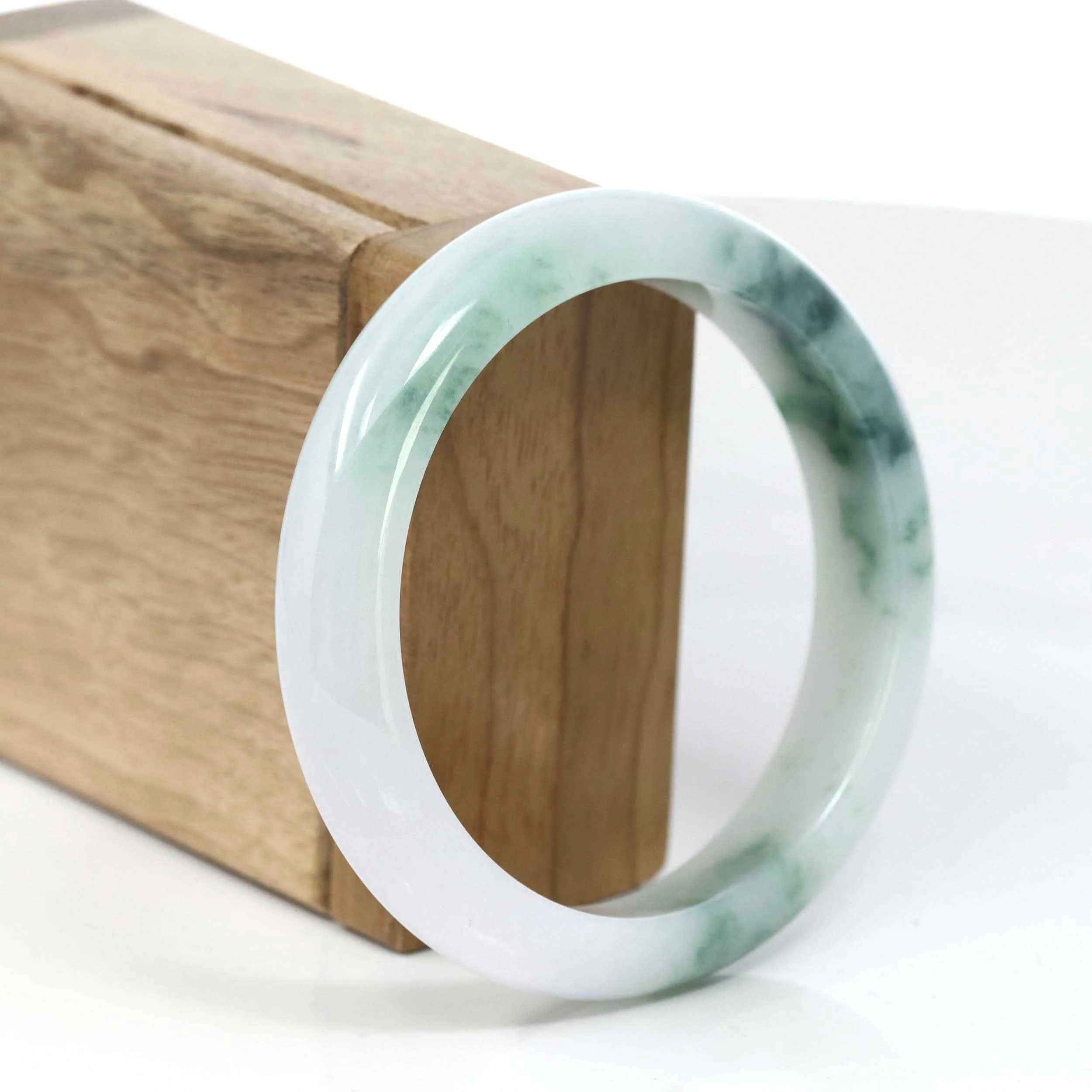 Genuine Burmese Blue Green & Lavender Jadeite Jade Bangle Bracelet (58.14mm)#T074