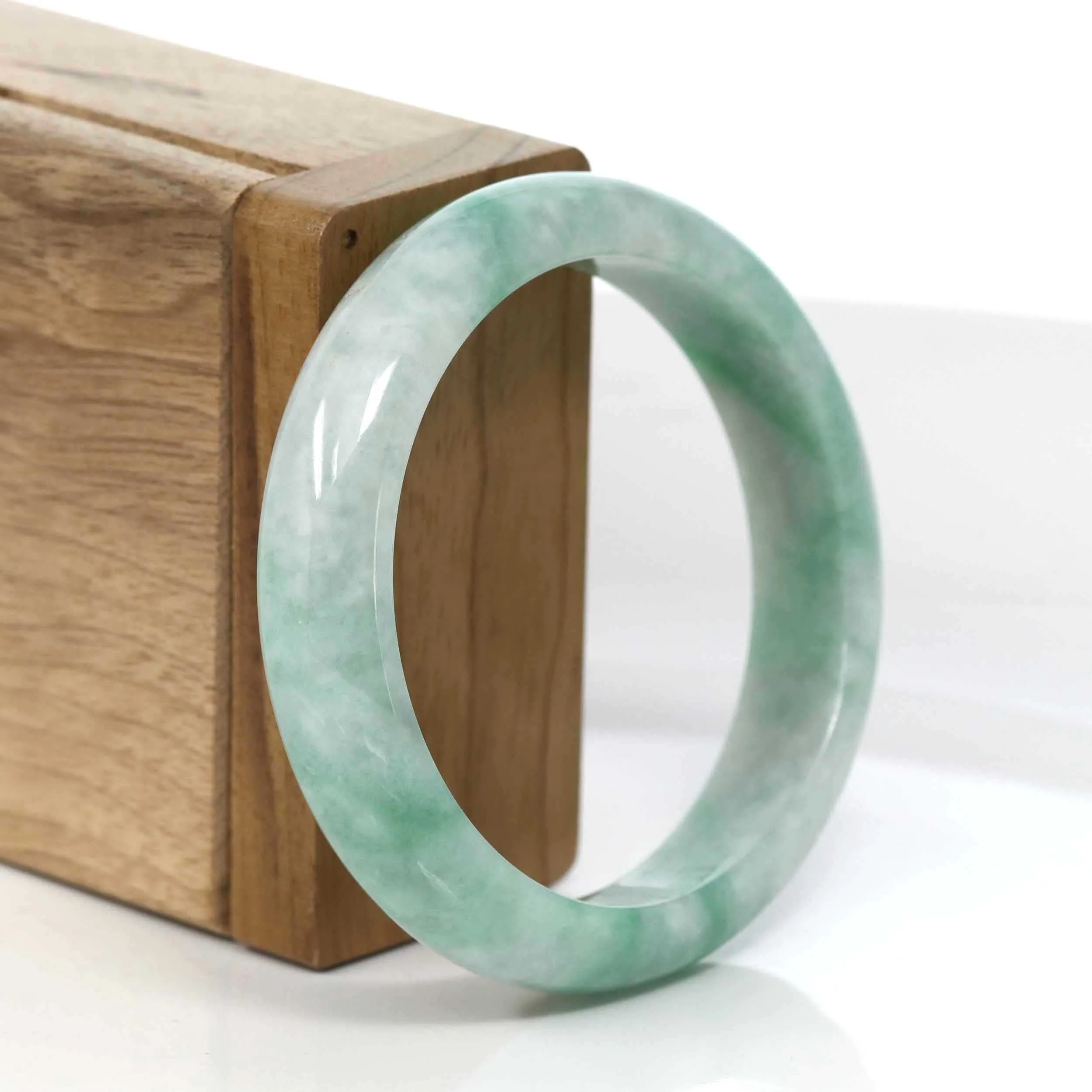 Genuine Burmese Forest Green Jadeite Jade Bangle Bracelet (54.21 mm) #977