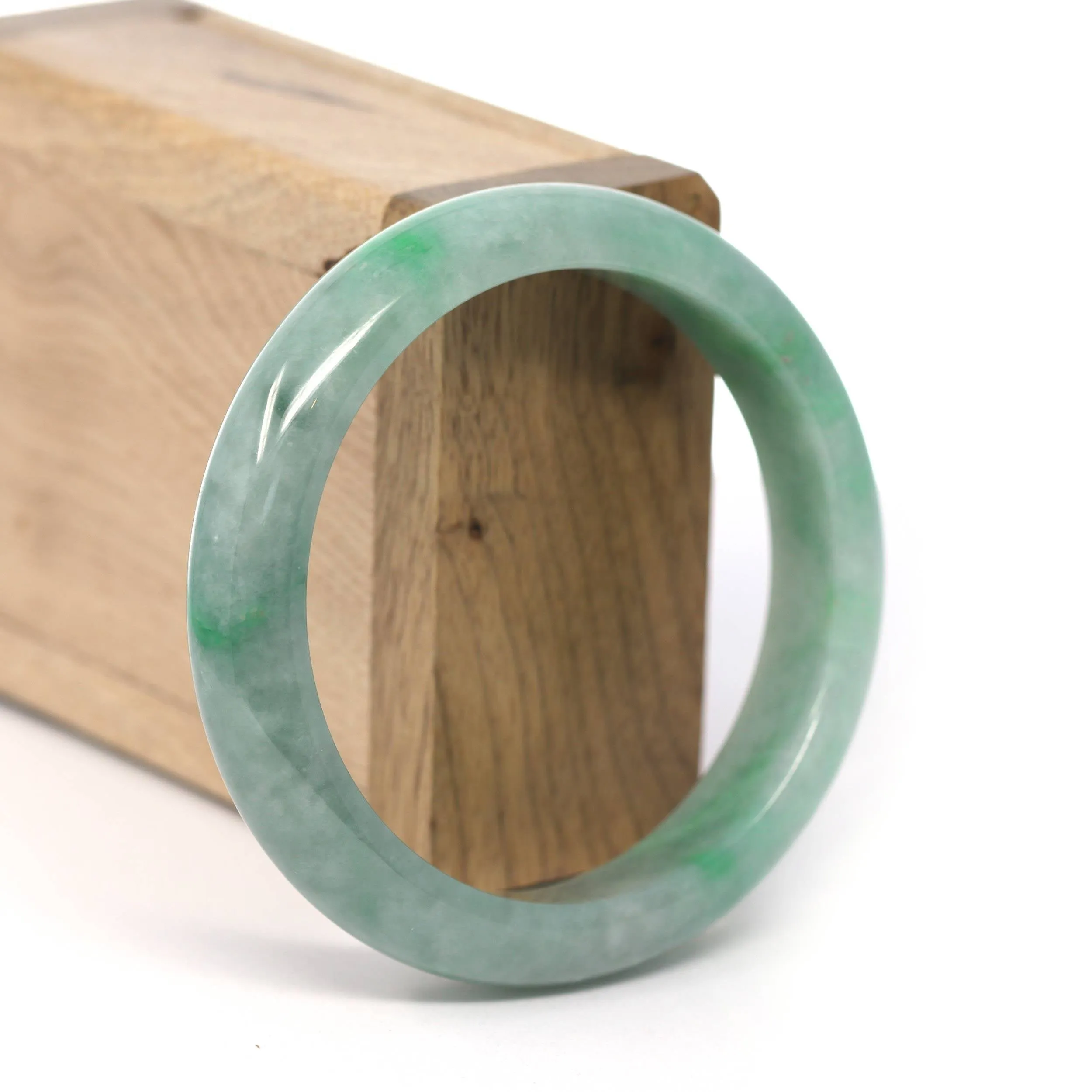 Genuine Burmese Forest Green Jadeite Jade Bangle Bracelet (58.23 mm) #260