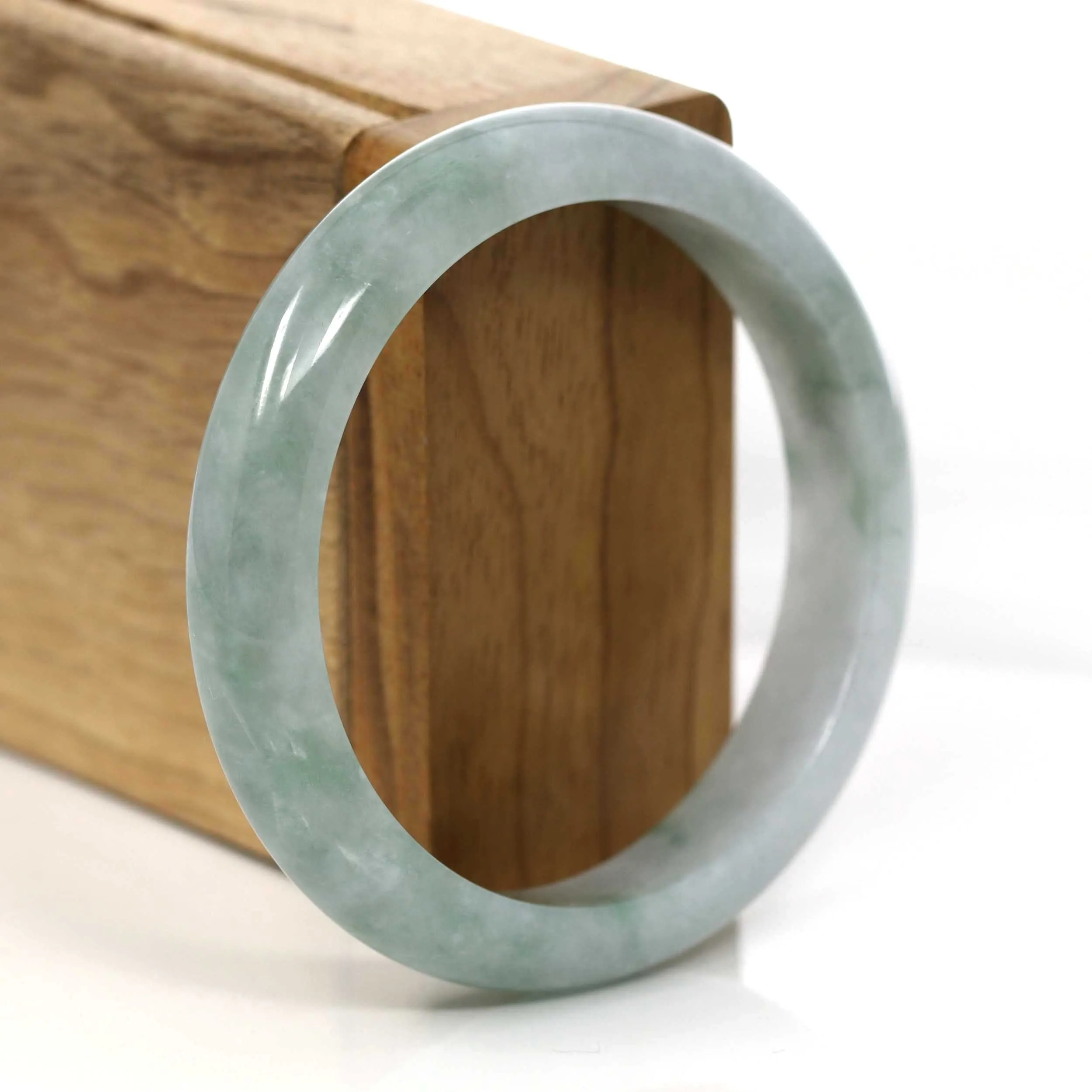 Genuine Burmese Green Jadeite Jade Bangle Bracelet (57.39 mm) #651