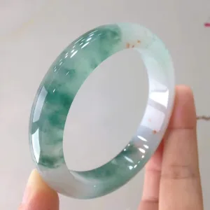 Genuine Burmese High-end Ice Blue-green Jade Jadeite Bangle Bracelet (57.mm) L14 ( Collectibles )