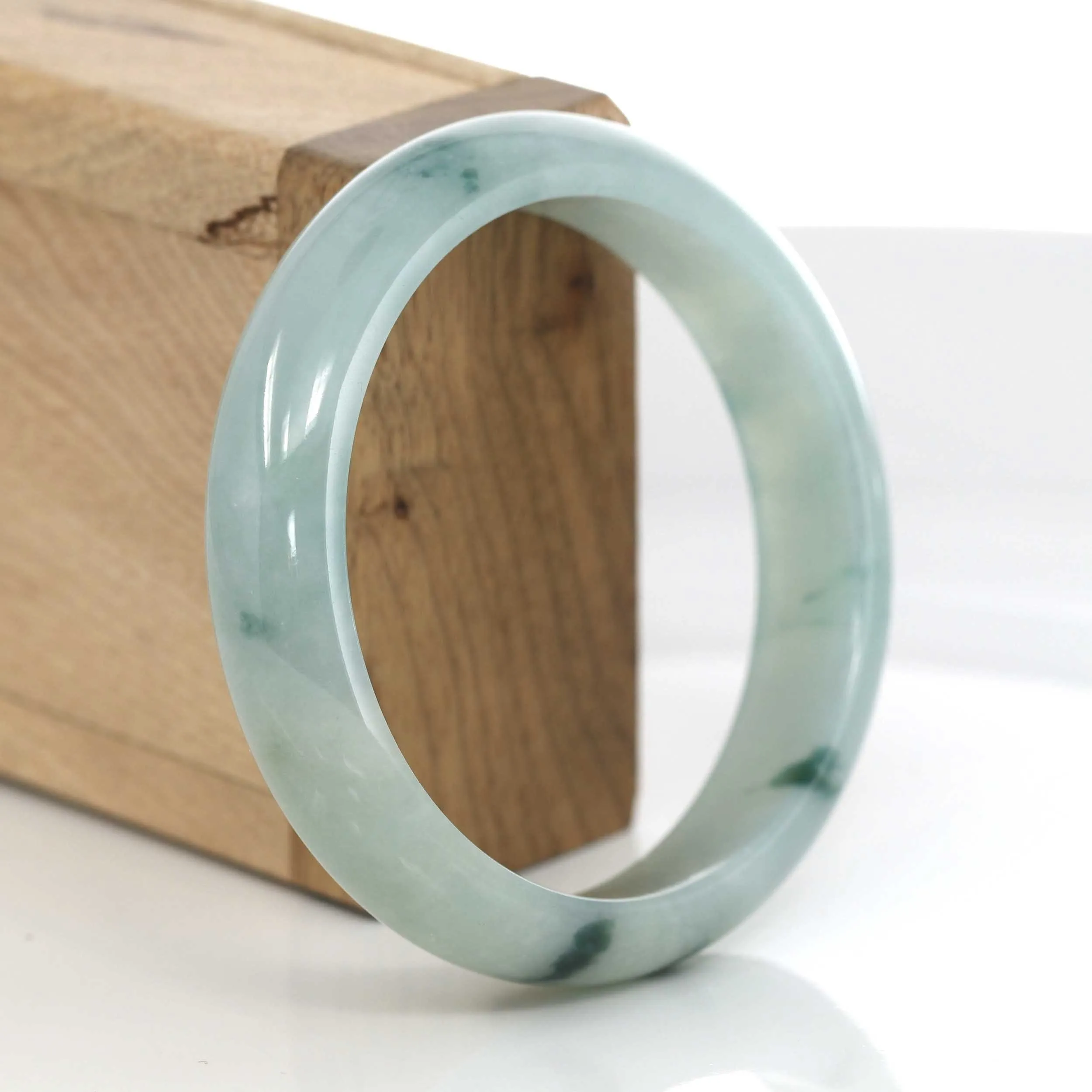 Genuine Burmese Ice Blue- Green Jadeite Jade Bangle Bracelet (58.49 mm ) #627