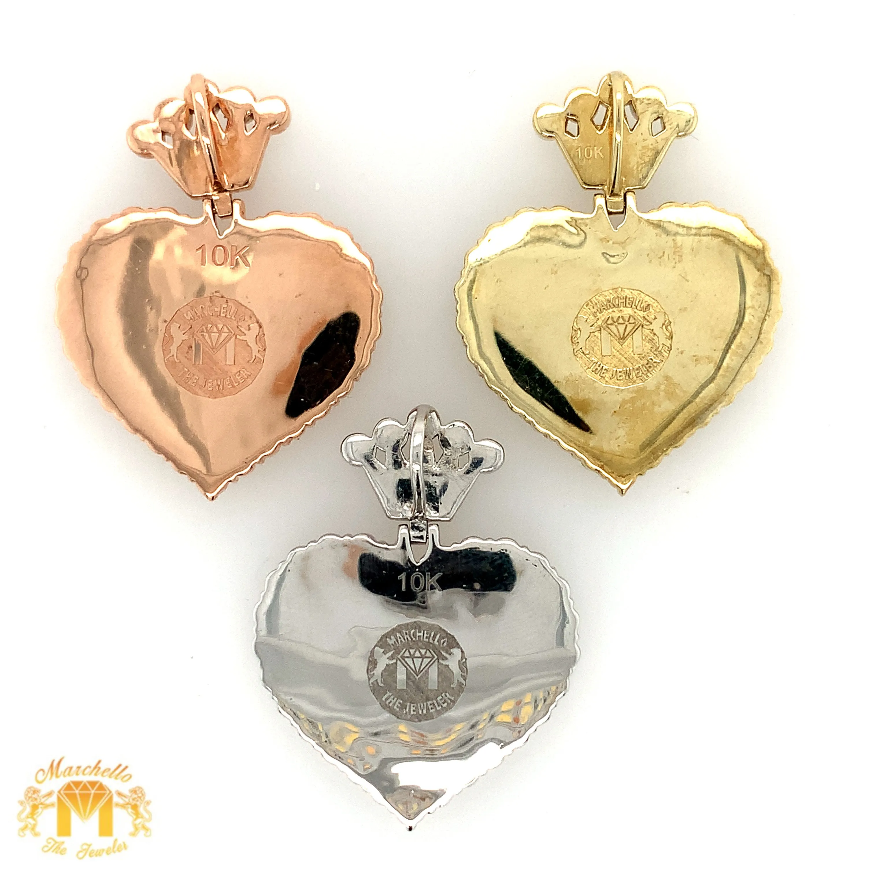 Gold and Diamond Heart Memory Picture Pendant and Tennis Chain Set (1 pointers, solid pendant, choose gold color)