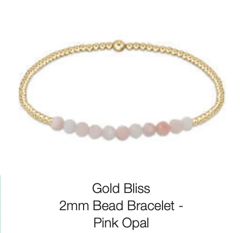 gold bliss 2mm bead bracelet - pink opal by enewton