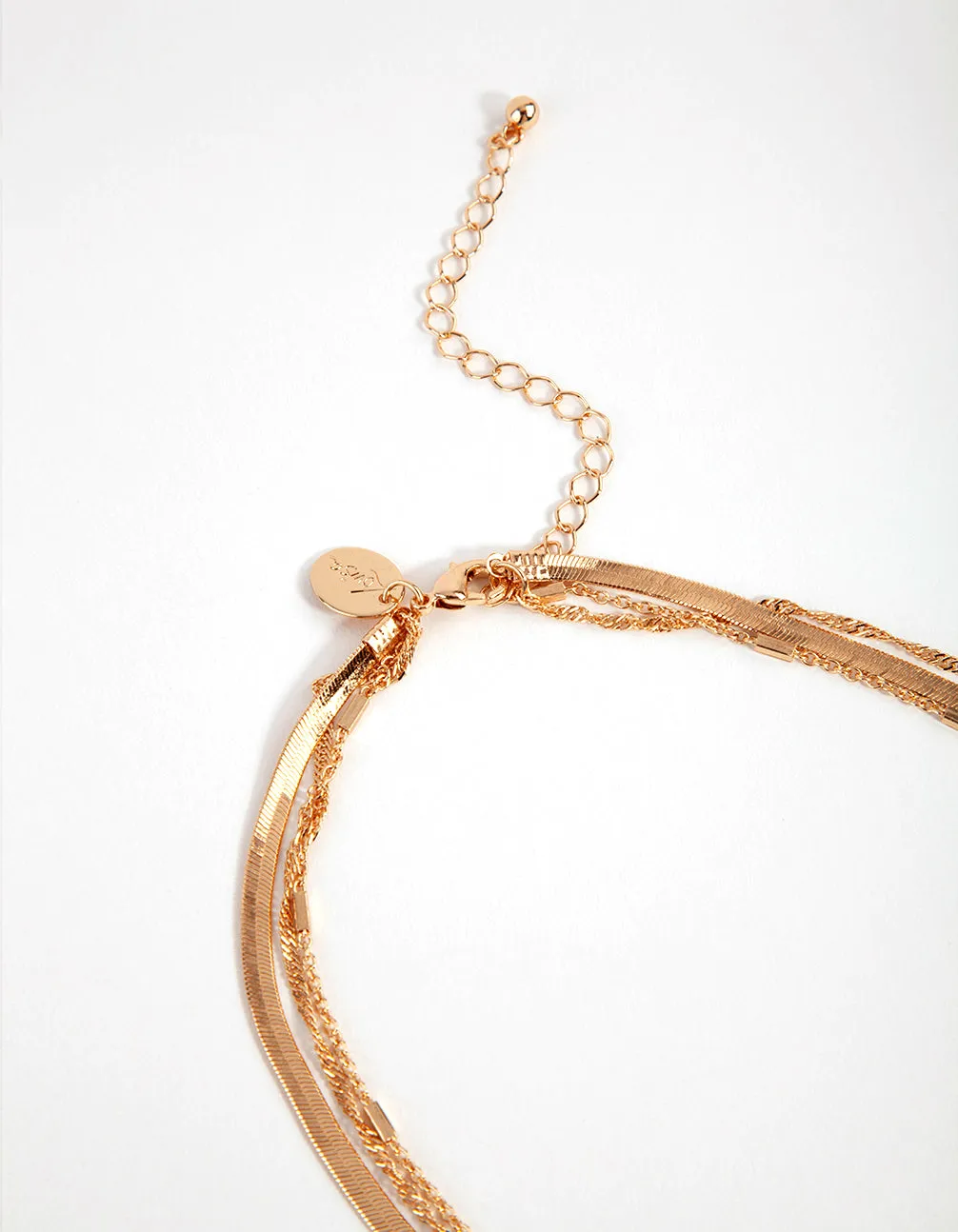 Gold Flat Chain Layer Station Necklace