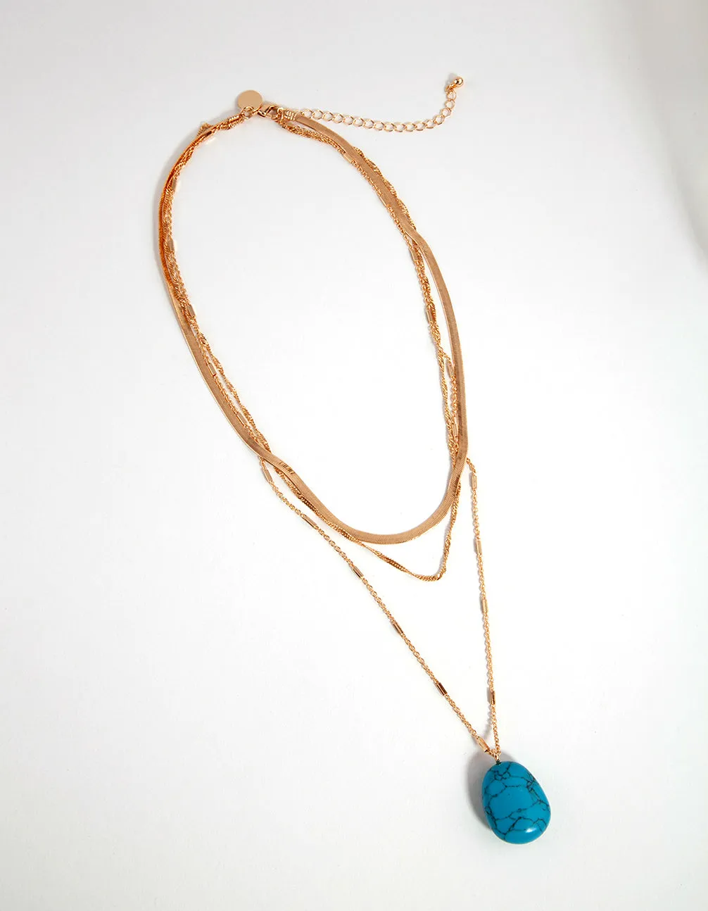 Gold Flat Chain Layer Station Necklace