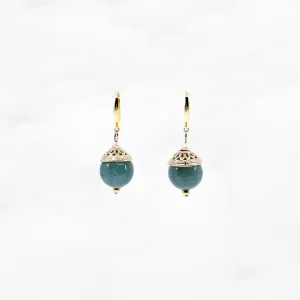 Gold Green Jadeite Earrings