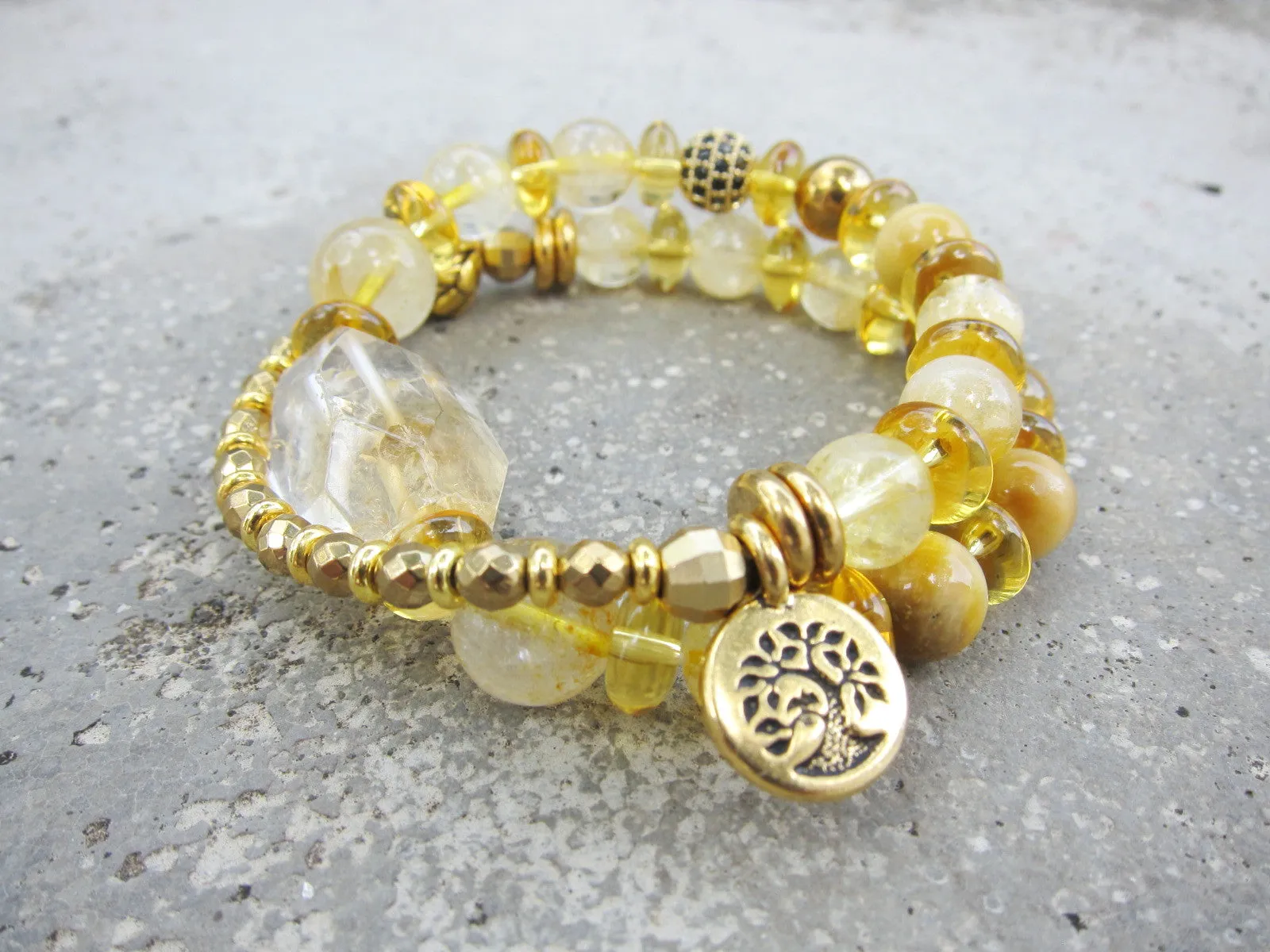 Golden Citrine Quartz - Inner Glow Mala Bracelet