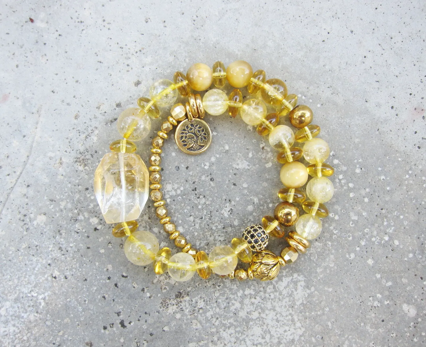 Golden Citrine Quartz - Inner Glow Mala Bracelet