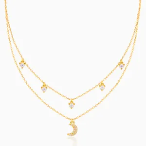 Golden Crescent Zircon Necklace