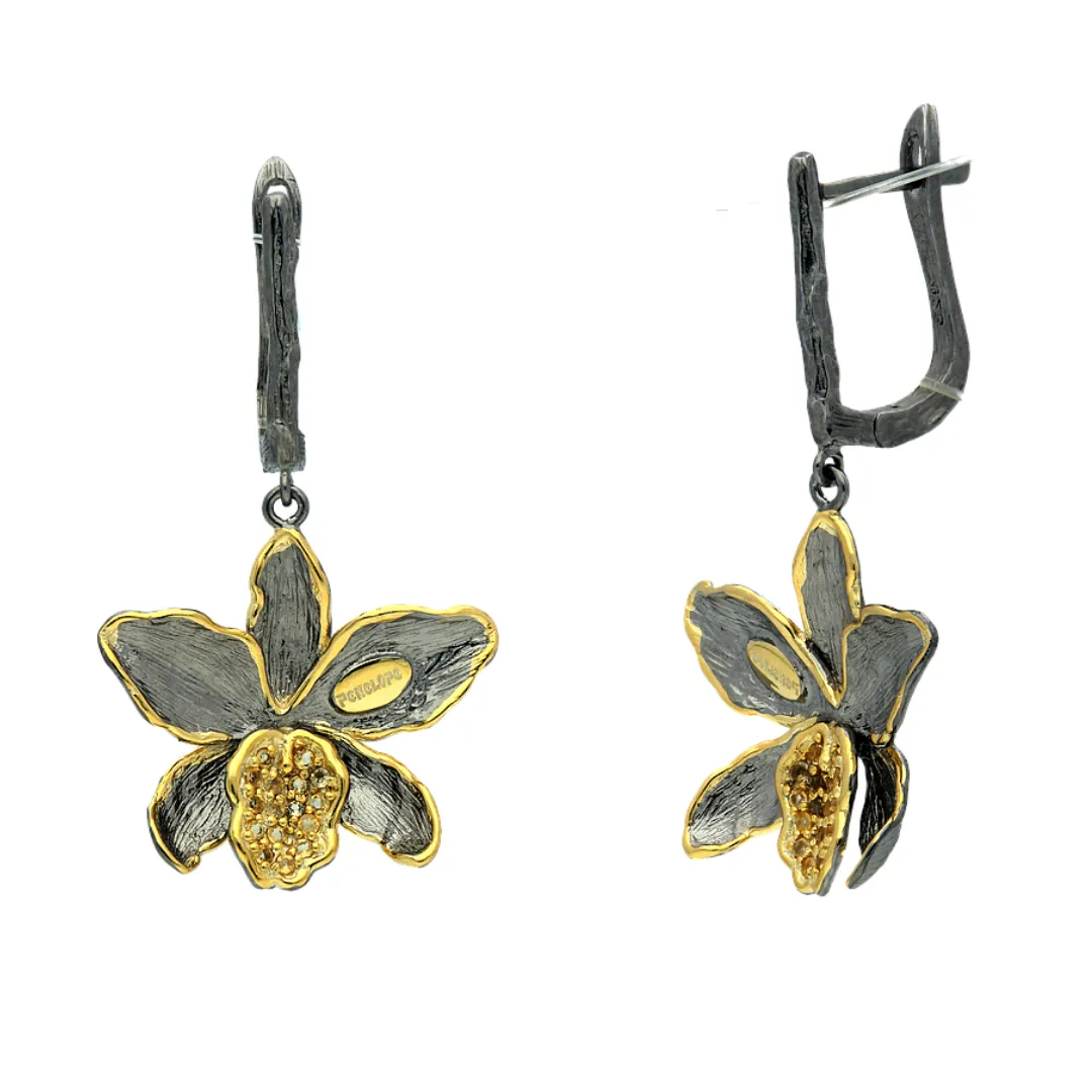 Golden Orchid Earrings