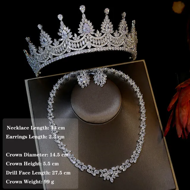 Gorgeous Cubic Zirconia Crystal Bridal Tiara Three Pieces Jewelry Sets