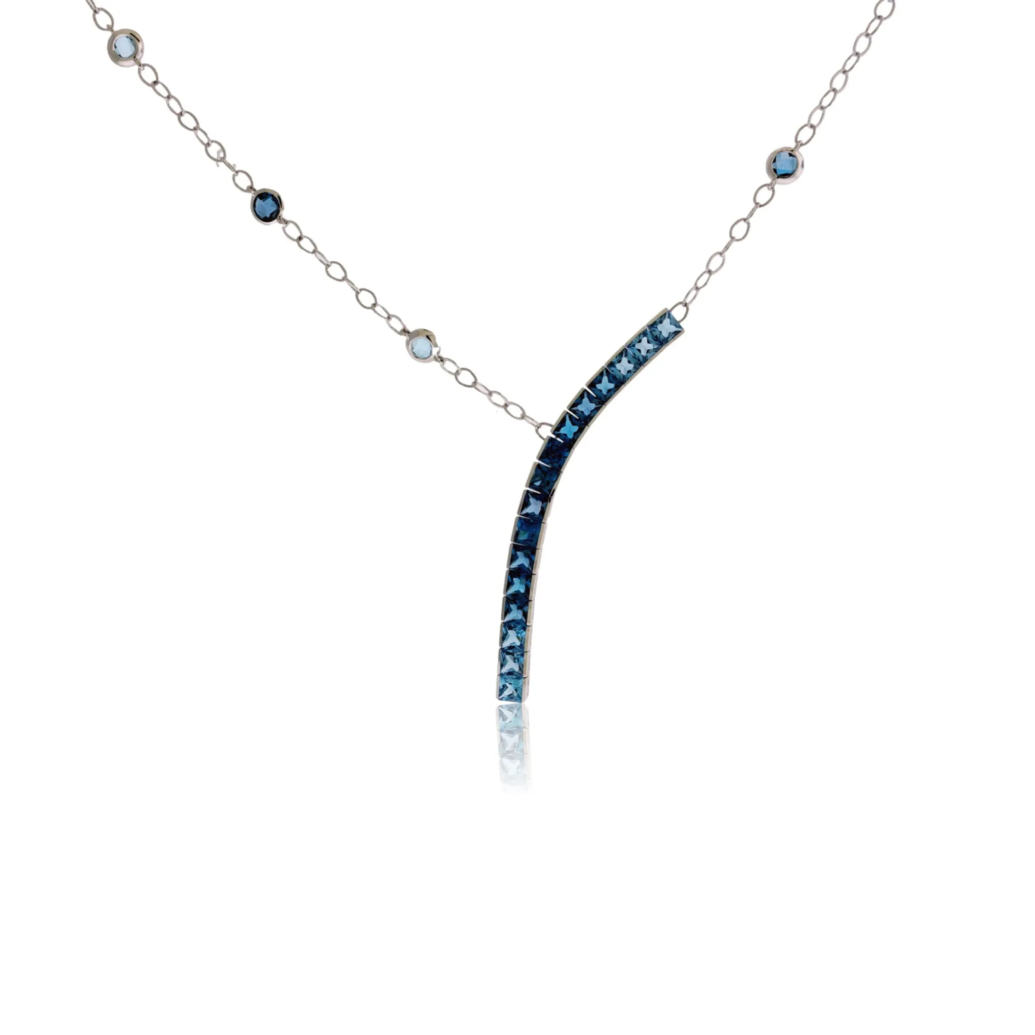 Gradient Sky Blue to London Blue Topaz & Diamond Drop Pendant