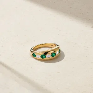 Gypsy Petite Oval Emerald and Diamond Ring